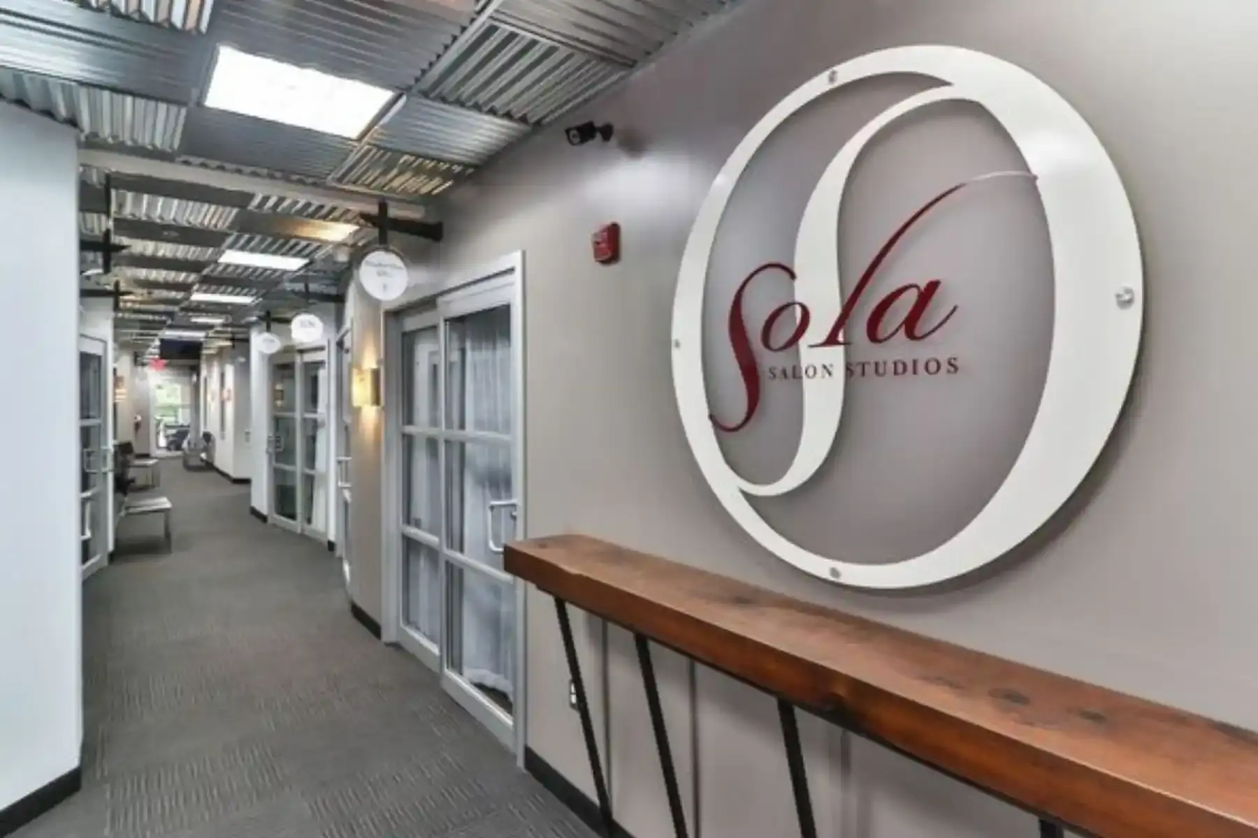 Inside Sola Salons &mdash; the corridor leading to studio #17